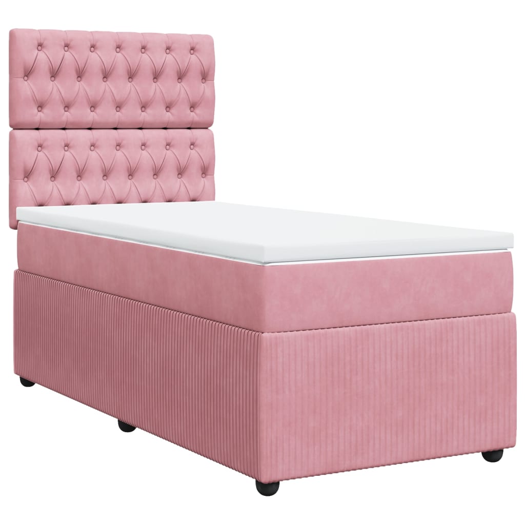 Boxspring met matras fluweel roze 80x200 cm