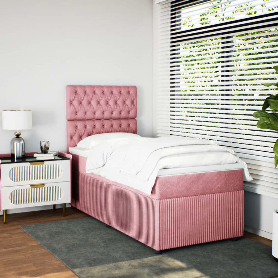 Boxspring met matras fluweel roze 80x200 cm