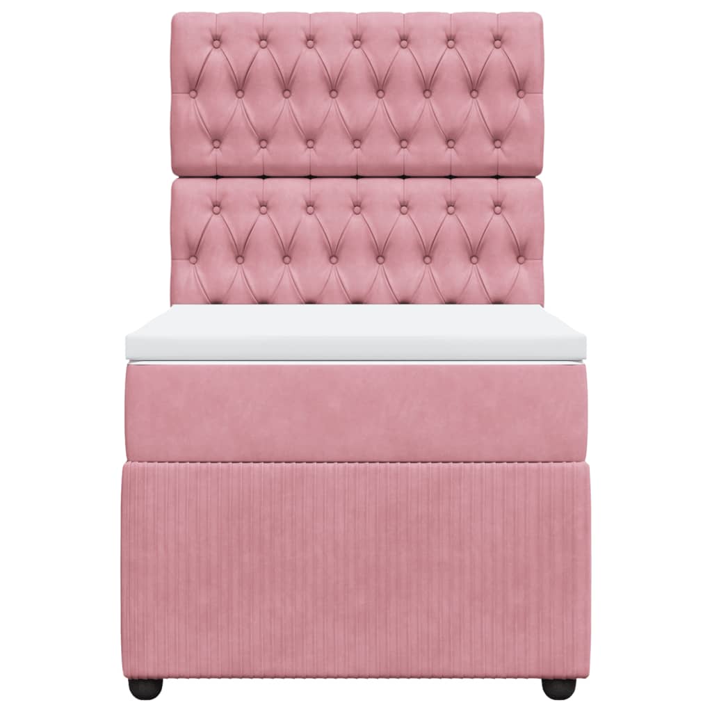Boxspring met matras fluweel roze 80x200 cm
