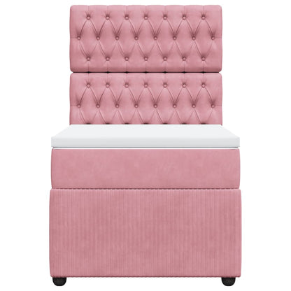 Boxspring met matras fluweel roze 80x200 cm