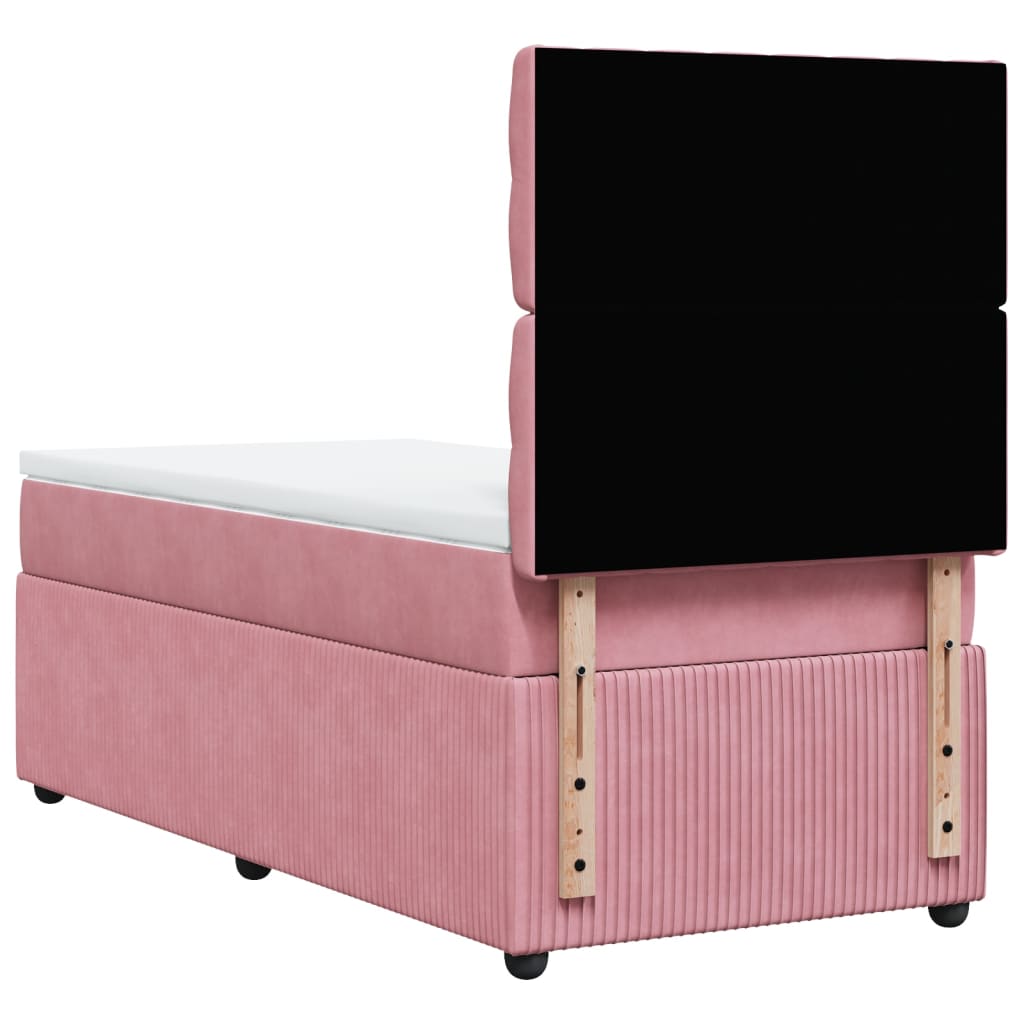 Boxspring met matras fluweel roze 80x200 cm
