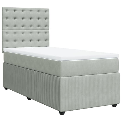 Boxspring met matras fluweel lichtgrijs 80x200 cm
