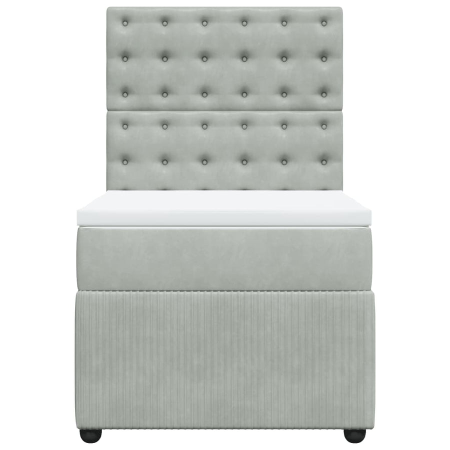 Boxspring met matras fluweel lichtgrijs 80x200 cm