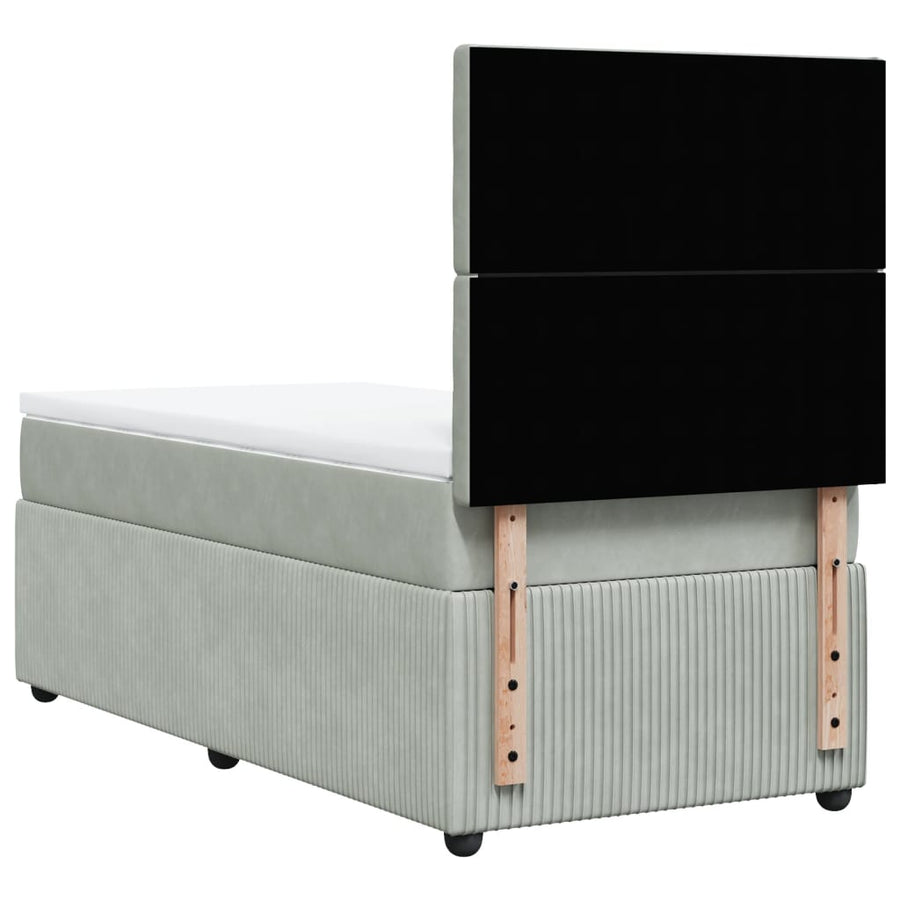 Boxspring met matras fluweel lichtgrijs 80x200 cm