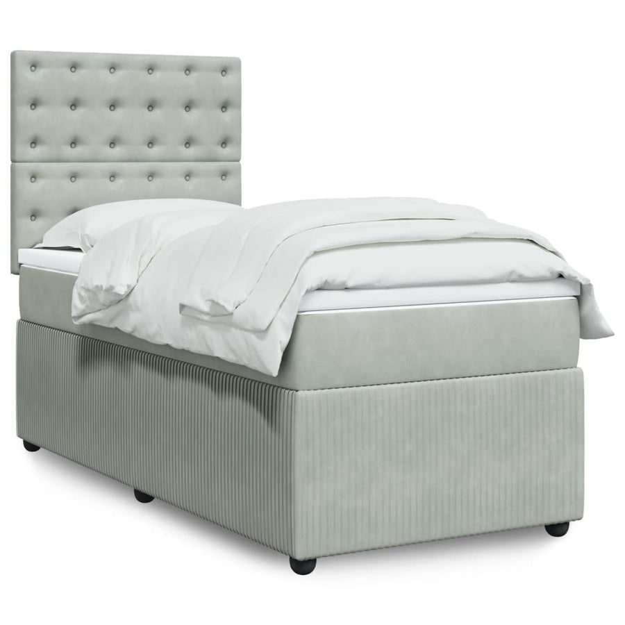 Boxspring met matras fluweel lichtgrijs 80x200 cm