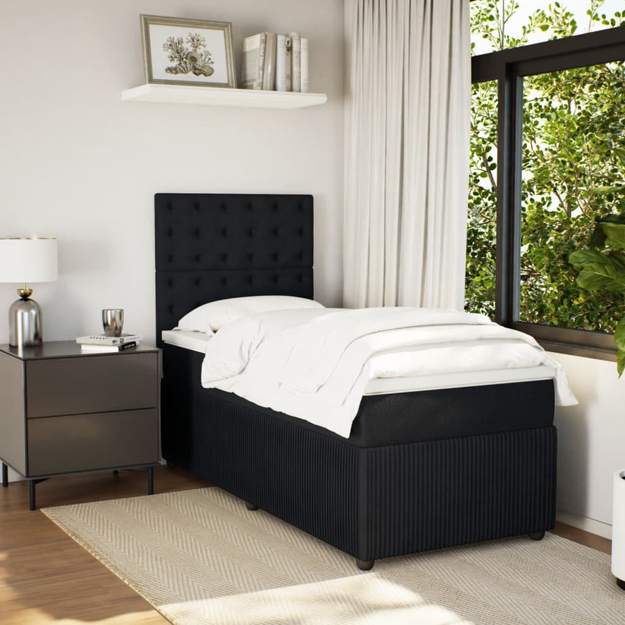 Boxspring met matras fluweel zwart 80x200 cm