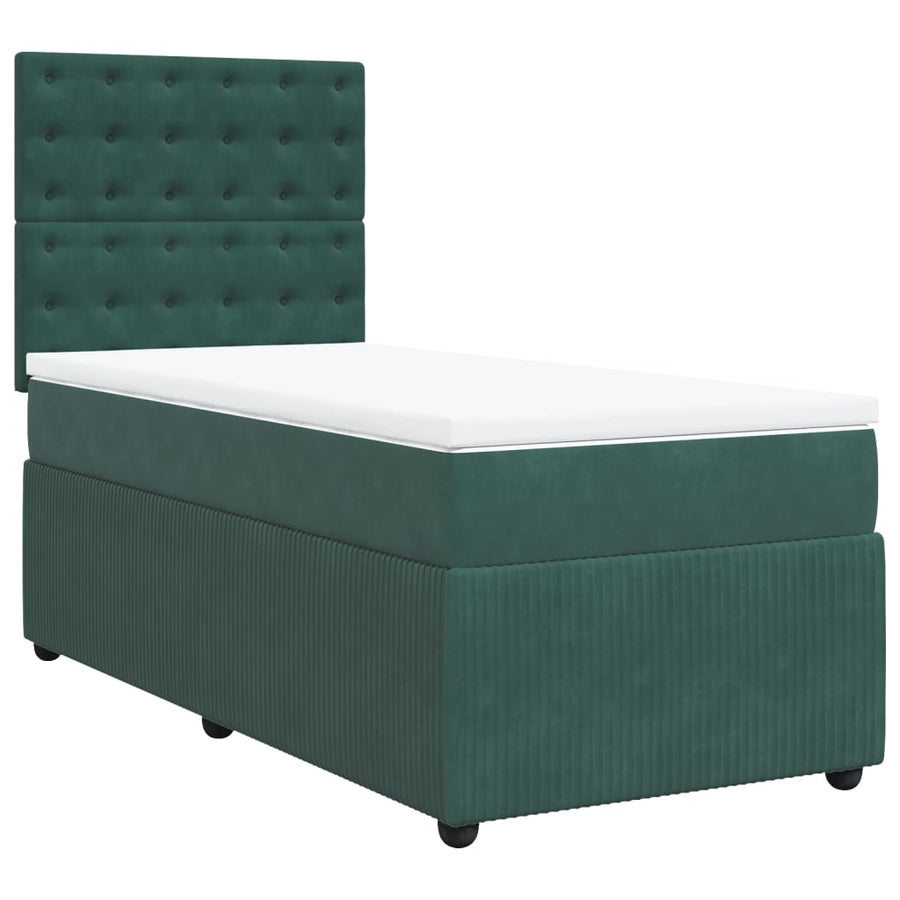 Boxspring met matras fluweel donkergroen 80x200 cm