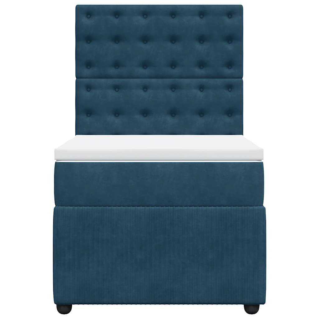 Boxspring met matras fluweel donkerblauw 80x200 cm