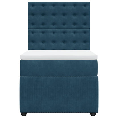 Boxspring met matras fluweel donkerblauw 80x200 cm