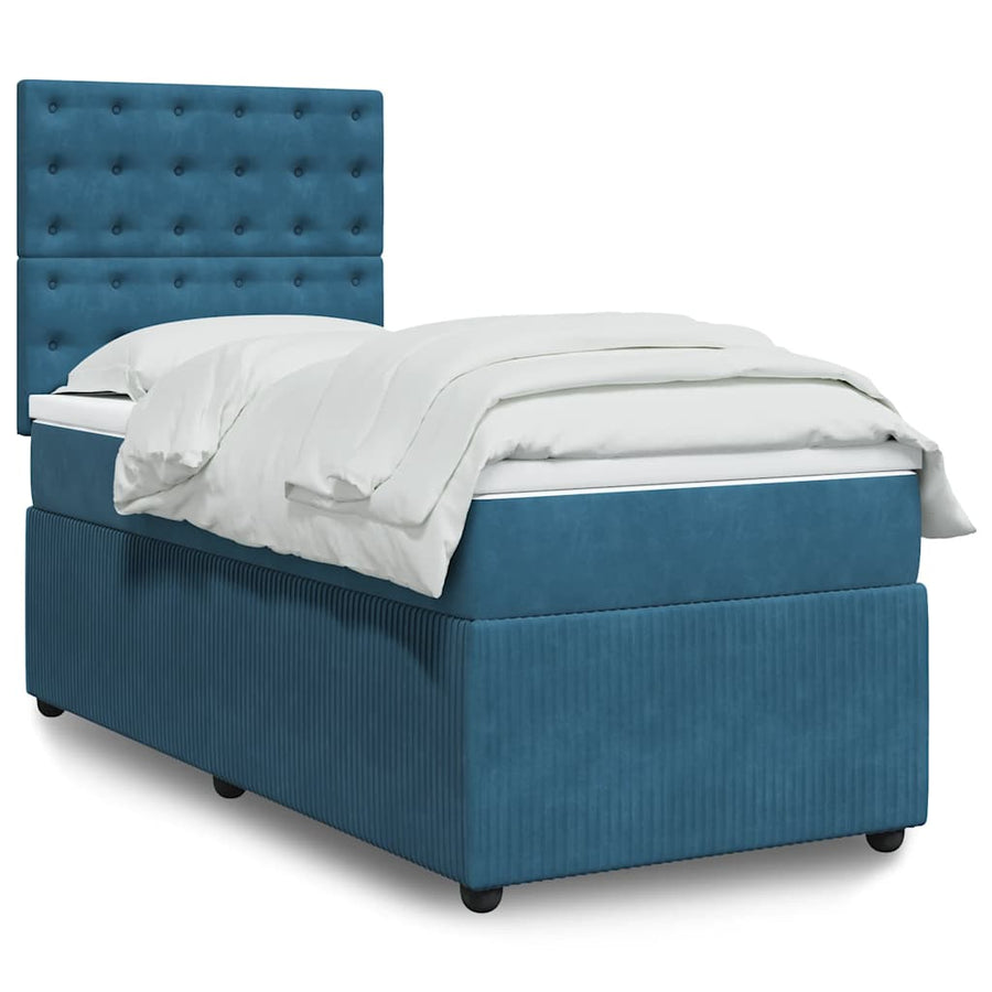 Boxspring met matras fluweel donkerblauw 80x200 cm