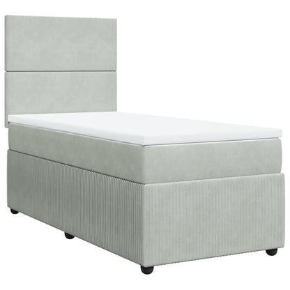 Boxspring met matras fluweel lichtgrijs 90x190 cm
