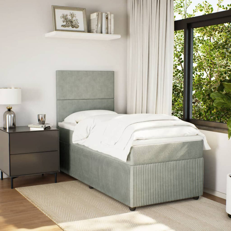 Boxspring met matras fluweel lichtgrijs 90x190 cm