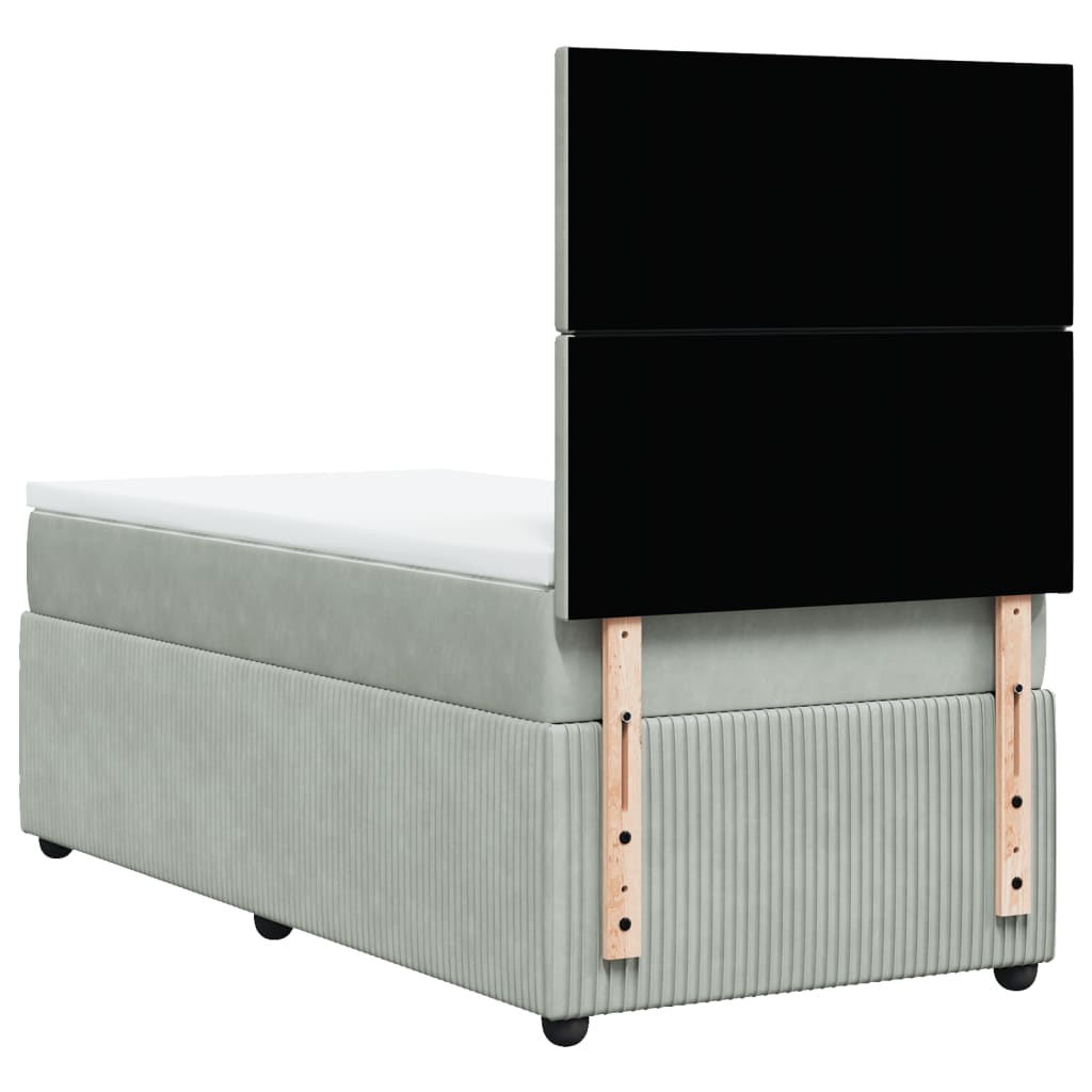 Boxspring met matras fluweel lichtgrijs 90x190 cm