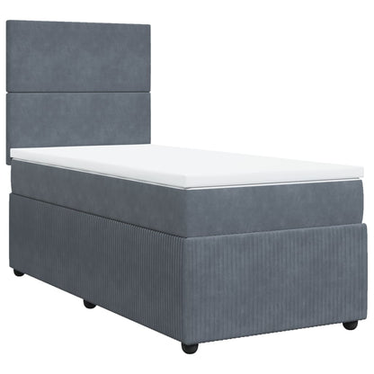 Boxspring met matras fluweel donkergrijs 90x190 cm