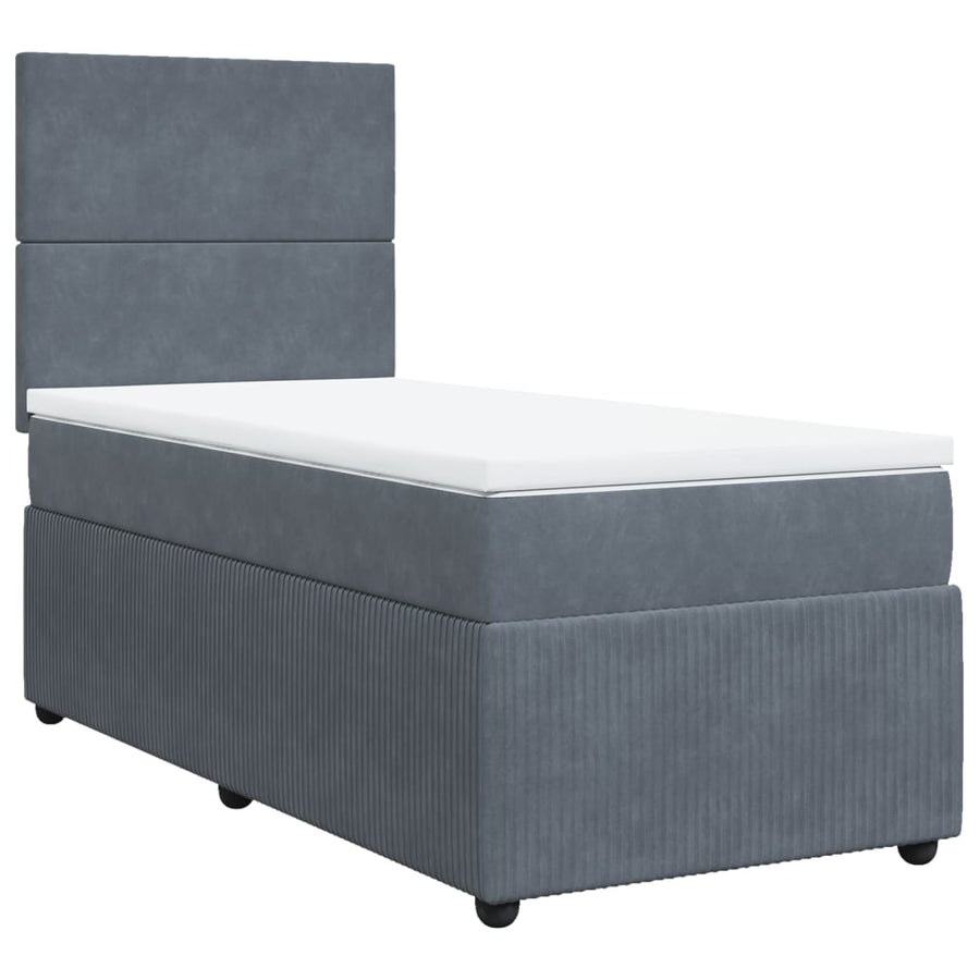 Boxspring met matras fluweel donkergrijs 90x190 cm