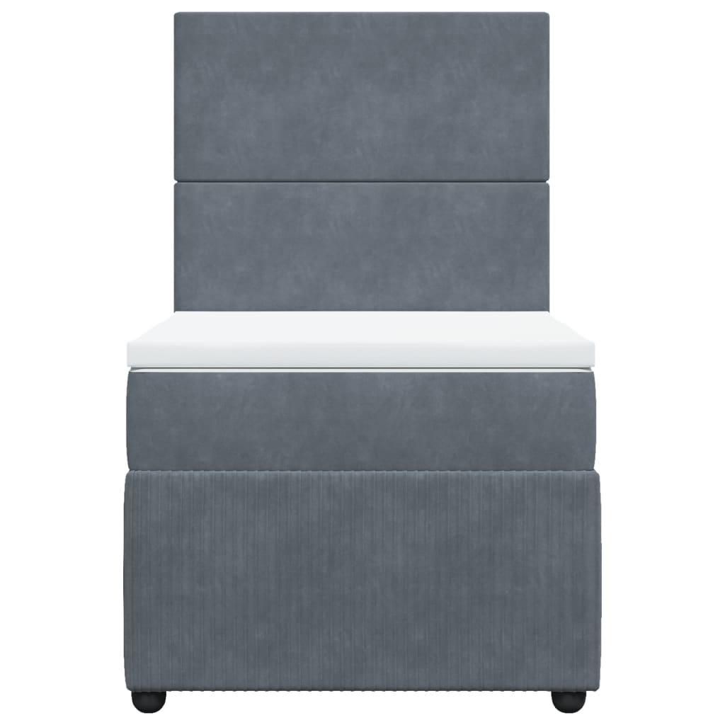 Boxspring met matras fluweel donkergrijs 90x190 cm