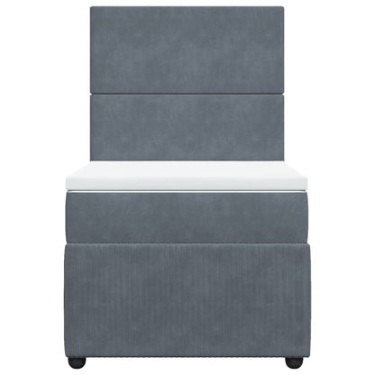 Boxspring met matras fluweel donkergrijs 90x190 cm