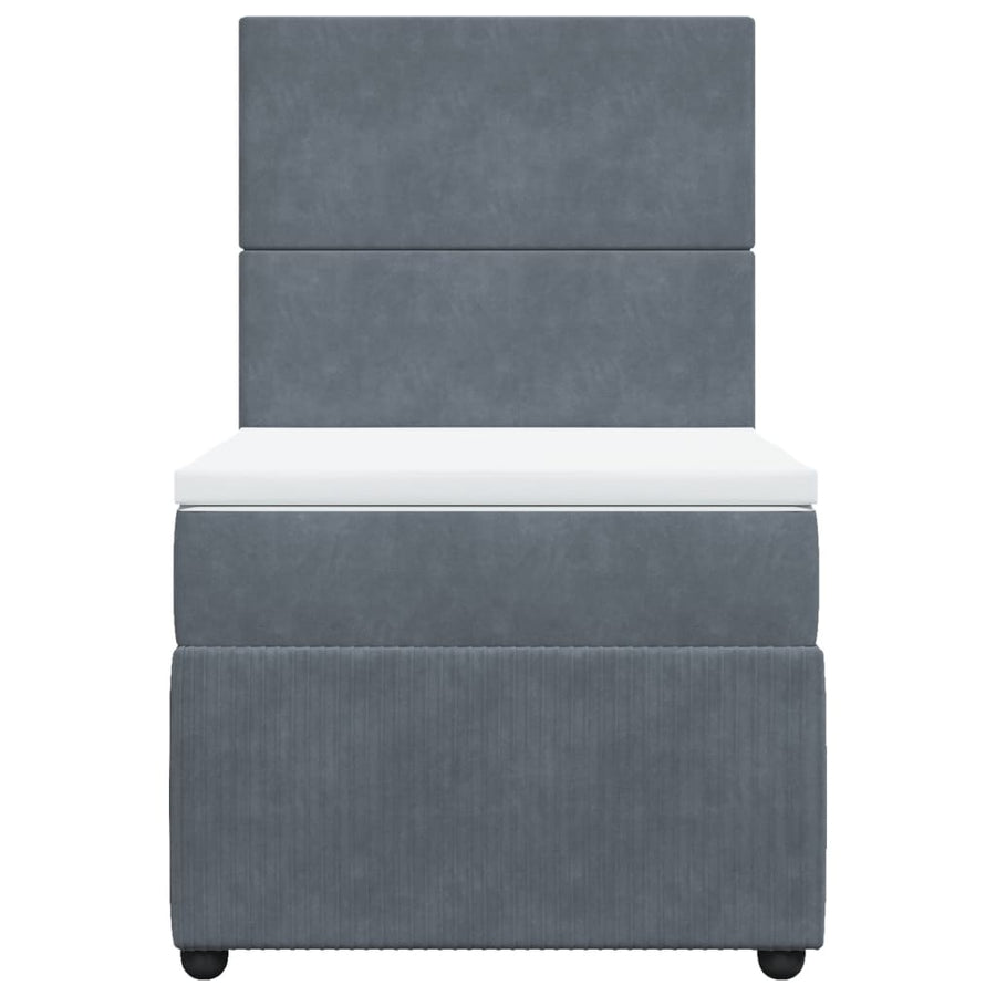 Boxspring met matras fluweel donkergrijs 90x190 cm