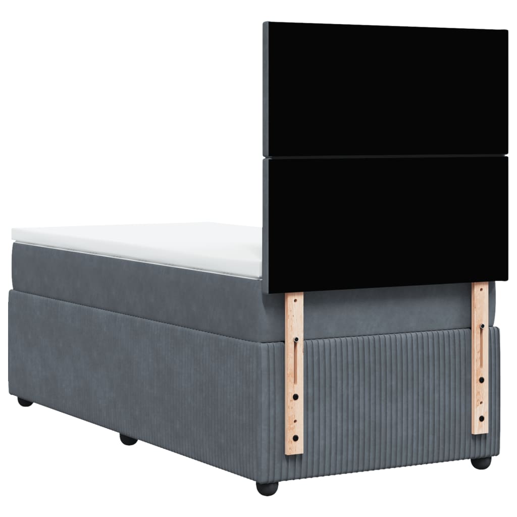 Boxspring met matras fluweel donkergrijs 90x190 cm