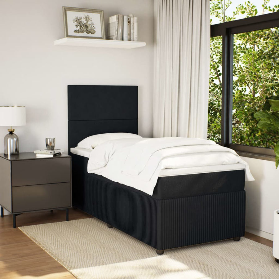Boxspring met matras fluweel zwart 90x190 cm