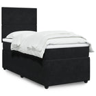 Box spring with velvet black mattress 90x190 cm