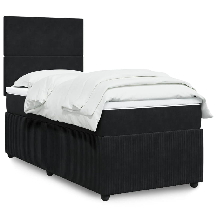 Boxspring met matras fluweel zwart 90x190 cm
