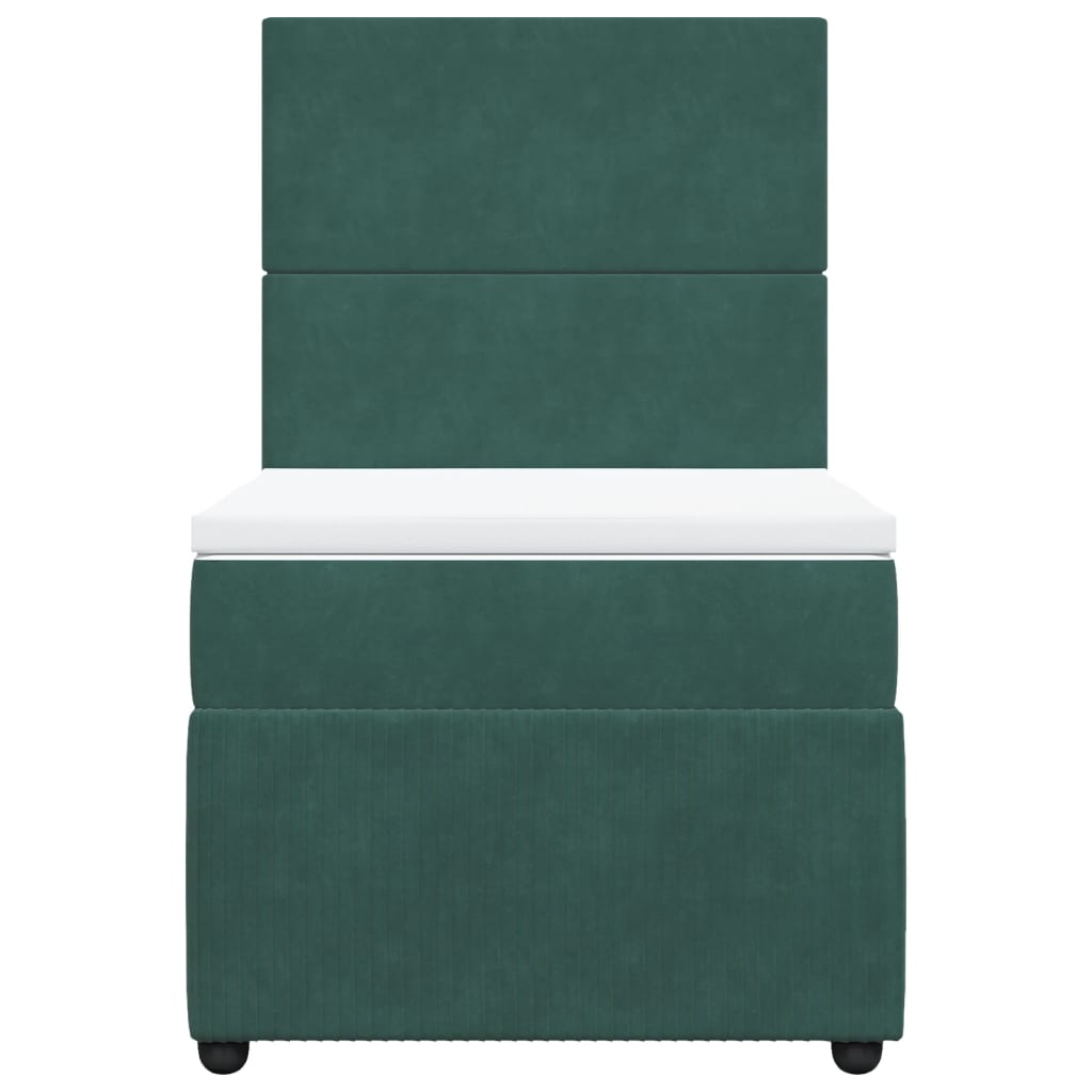 Boxspring met matras fluweel donkergroen 90x190 cm