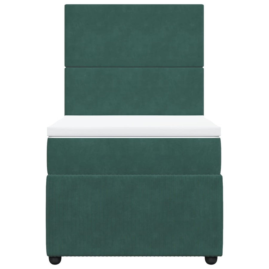 Boxspring met matras fluweel donkergroen 90x190 cm