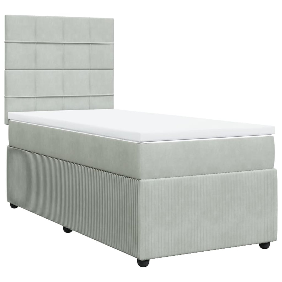 Boxspring met matras fluweel lichtgrijs 90x190 cm