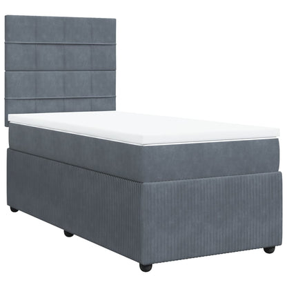 Boxspring met matras fluweel donkergrijs 90x190 cm