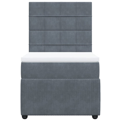 Boxspring met matras fluweel donkergrijs 90x190 cm