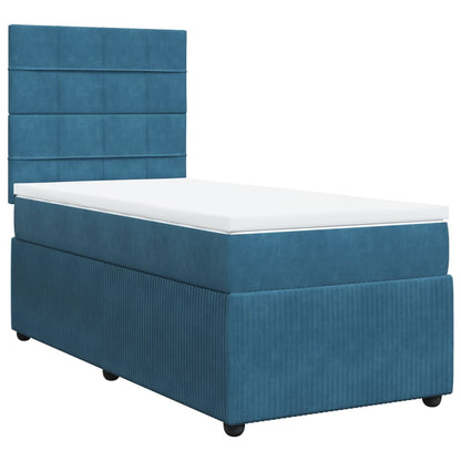 Boxspring met matras fluweel donkerblauw 90x190 cm