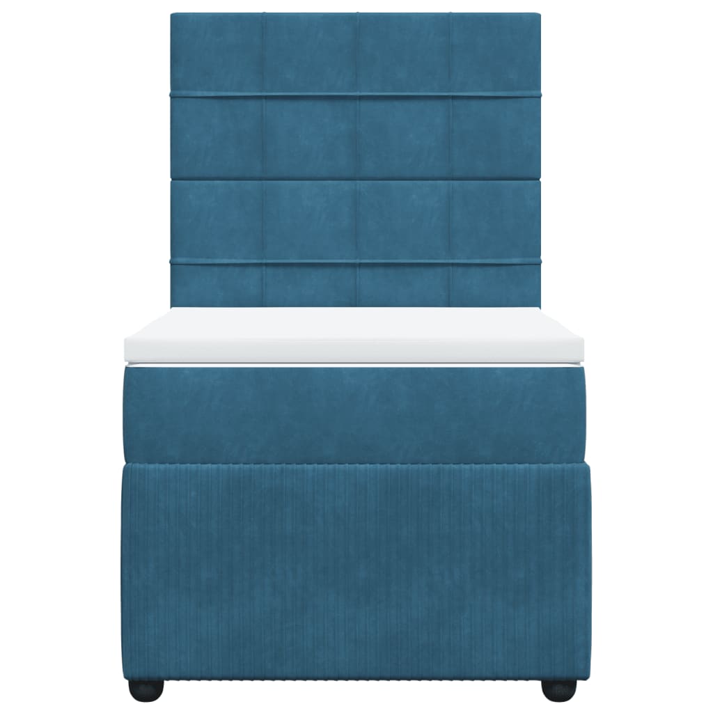 Boxspring met matras fluweel donkerblauw 90x190 cm