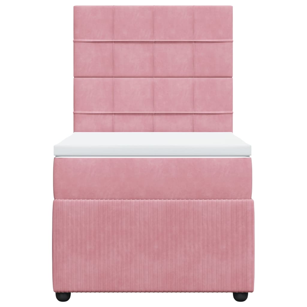 Boxspring met matras fluweel roze 90x190 cm