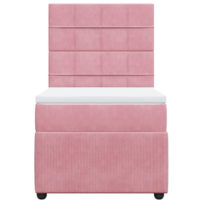 Boxspring met matras fluweel roze 90x190 cm