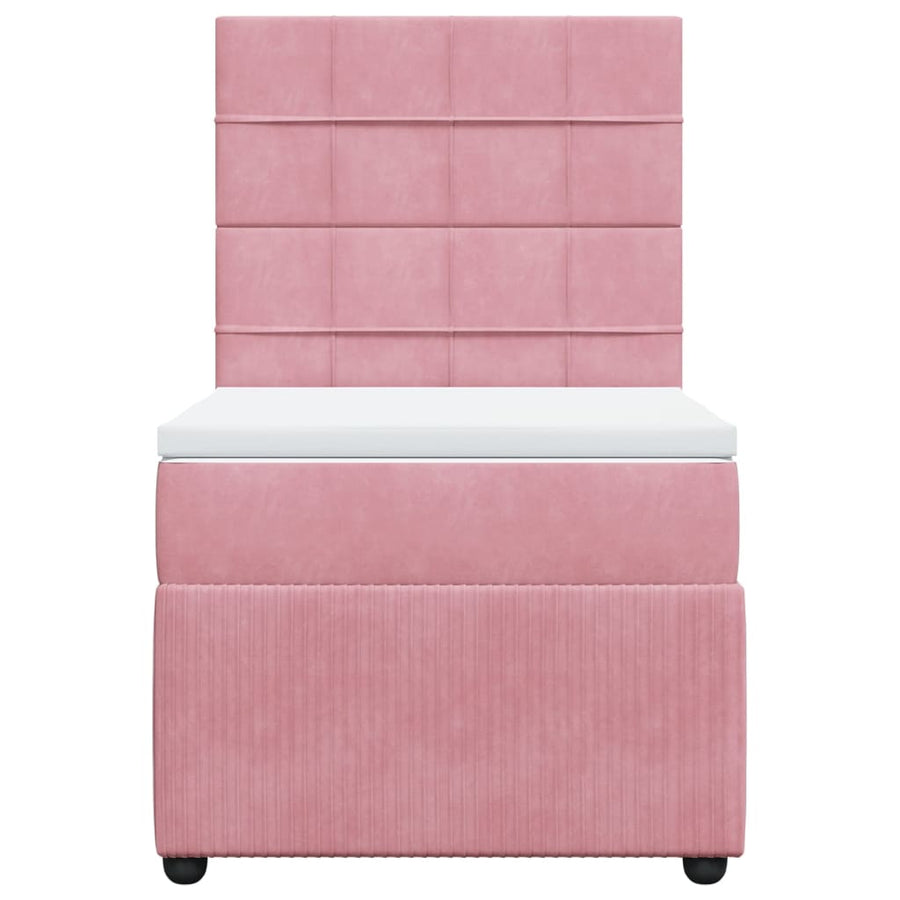 Boxspring met matras fluweel roze 90x190 cm