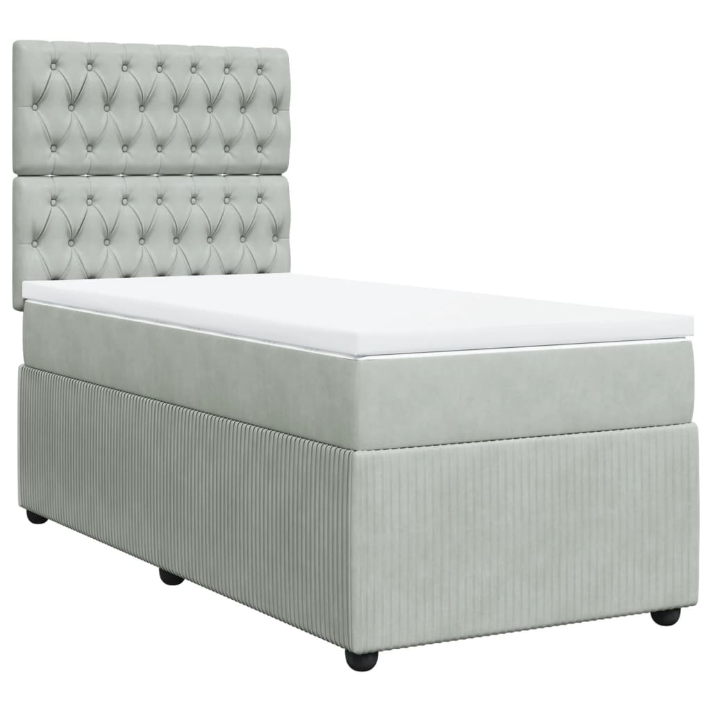 Boxspring met matras fluweel lichtgrijs 90x190 cm