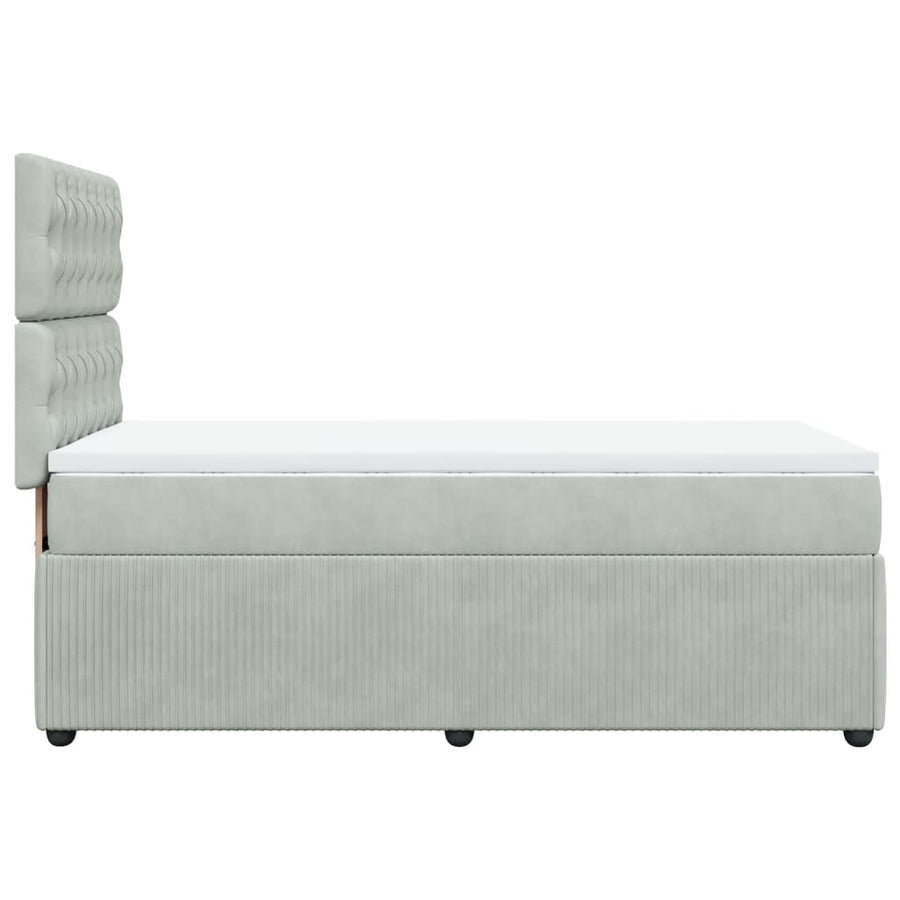 Boxspring met matras fluweel lichtgrijs 90x190 cm
