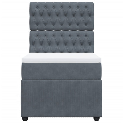Boxspring met matras fluweel donkergrijs 90x190 cm