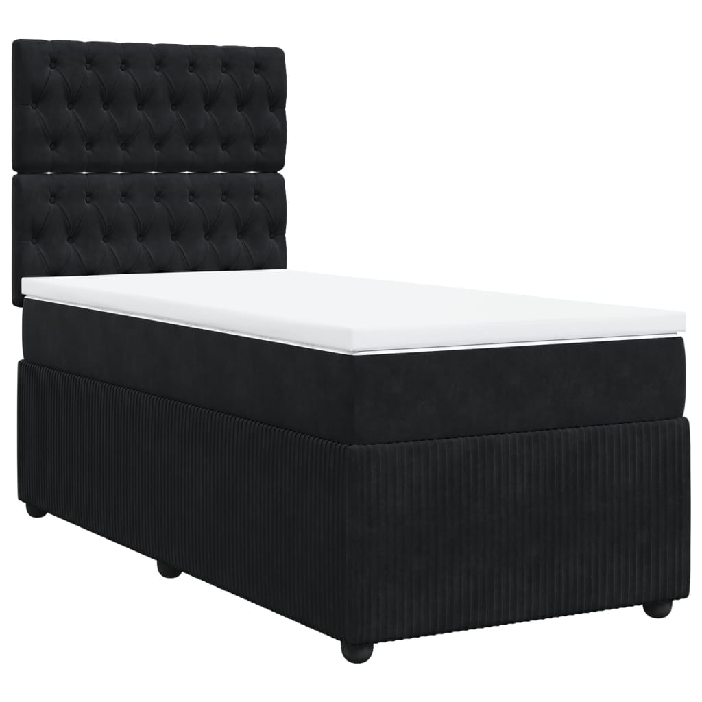 Boxspring met matras fluweel zwart 90x190 cm