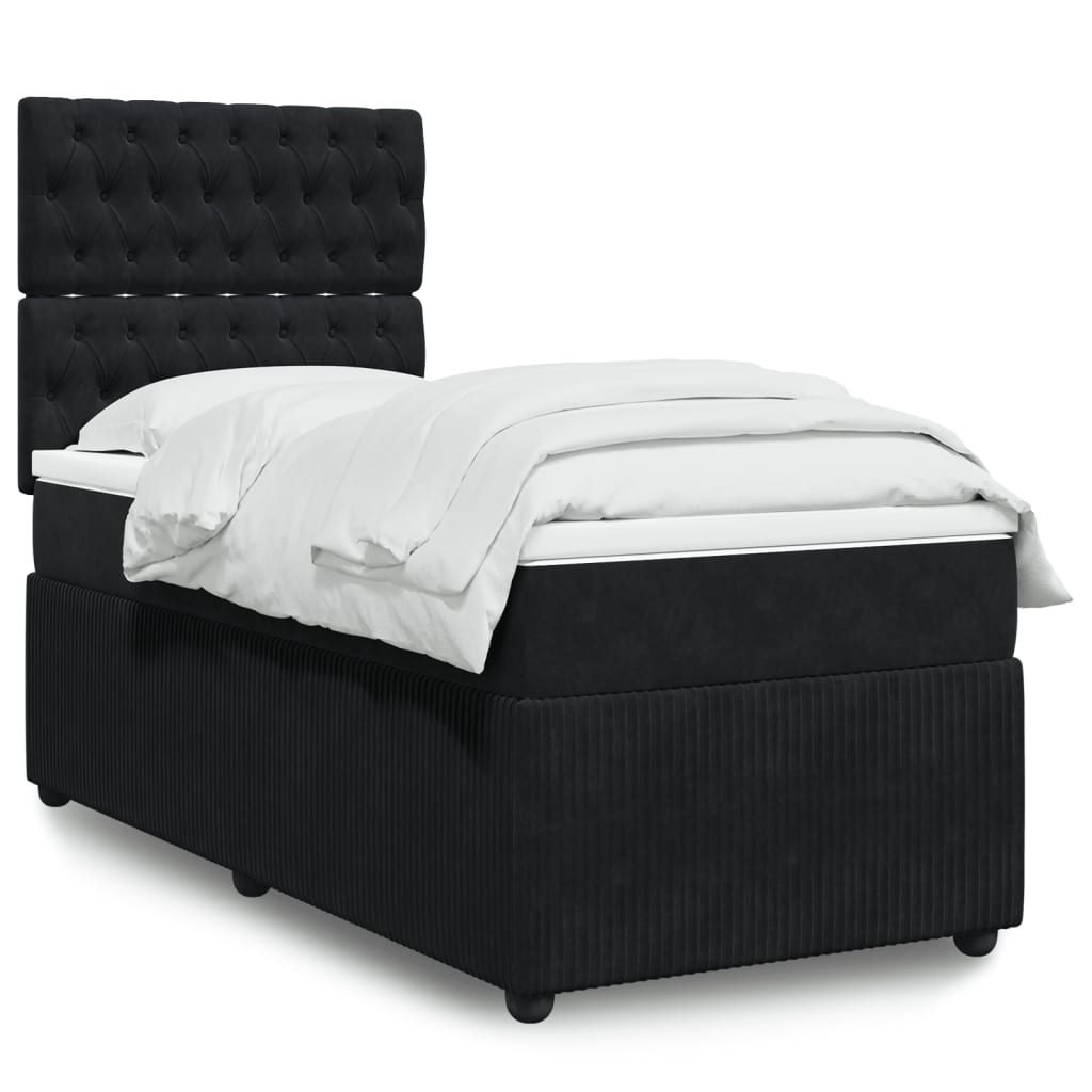 Boxspring met matras fluweel zwart 90x190 cm