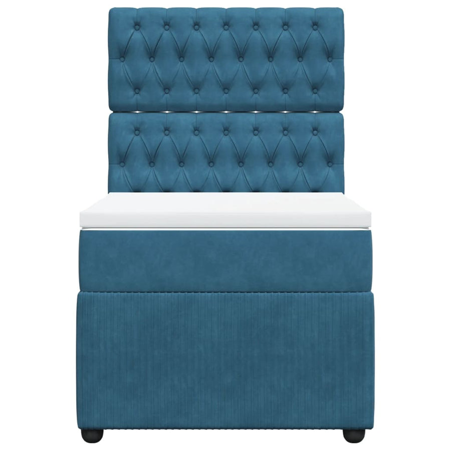 Boxspring met matras fluweel donkerblauw 90x190 cm