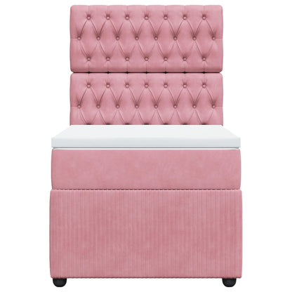 Boxspring met matras fluweel roze 90x190 cm