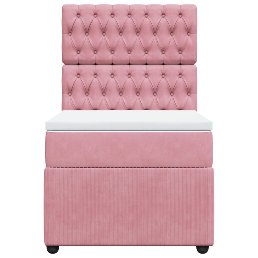 Boxspring met matras fluweel roze 90x190 cm