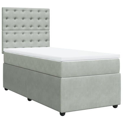 Boxspring met matras fluweel lichtgrijs 90x190 cm
