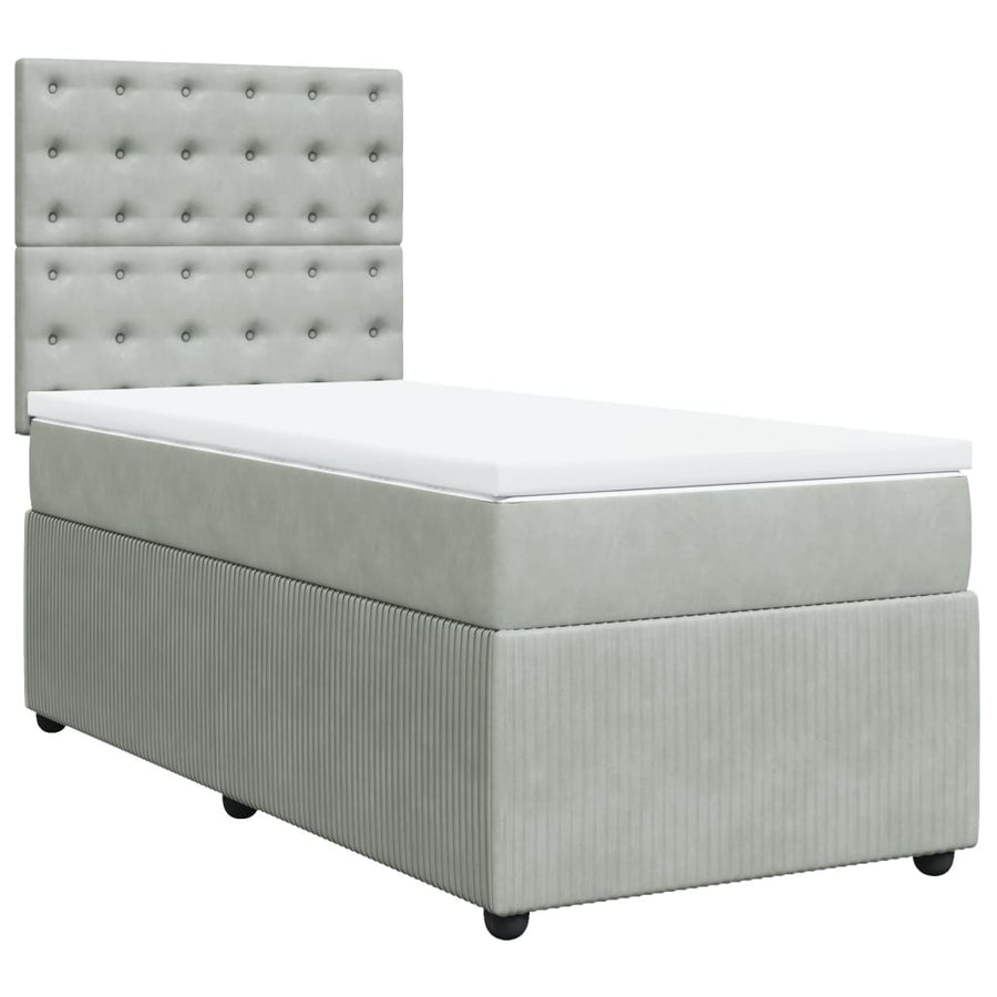 Boxspring met matras fluweel lichtgrijs 90x190 cm