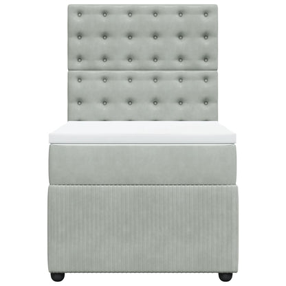 Boxspring met matras fluweel lichtgrijs 90x190 cm