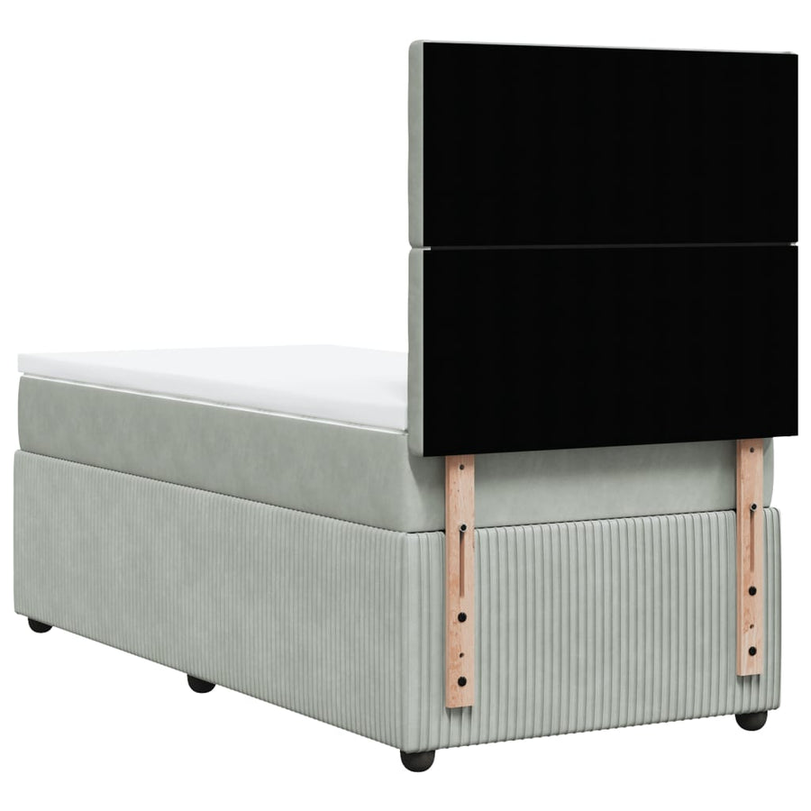 Boxspring met matras fluweel lichtgrijs 90x190 cm