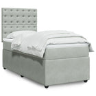 Boxspring met matras 90x190 cm lichtgrijs fluweel