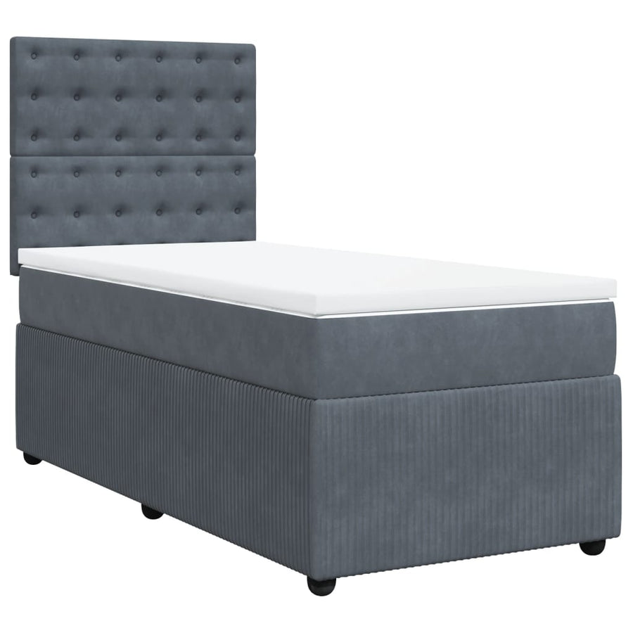 Boxspring met matras fluweel donkergrijs 90x190 cm